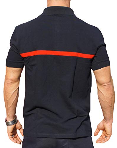 Feuer1 Polo Ricamato con Striscia Rossa dei Vigili...