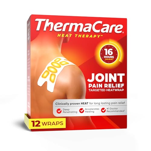 ThermaCare Portable Heating Pads for Muscle & Joint Pain Relief - Adhesive Heat Wraps Drug-Free Heat Therapy - Flexible Discreet Heat Patches for Daily Comfort & Wear - 12 Count (3 Packs of 4)
