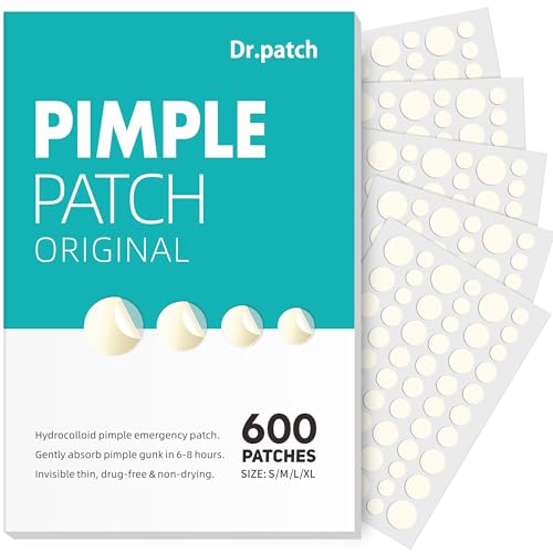 Dr.patch Pimple Patches for Face - 4 Size 600 Counts Acne Patches, Hydrocolloid Patches for Covering...