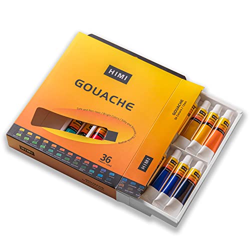 Himi Gouache Paint Tubes Set, 36 Colors, 12Ml, 0.4 Us Fl Oz Tubes,Gouache Paint, Use For Canvas And Paper, Art Supplies For Professionals, Students, Kids ，Beginner And Artist #TOP16