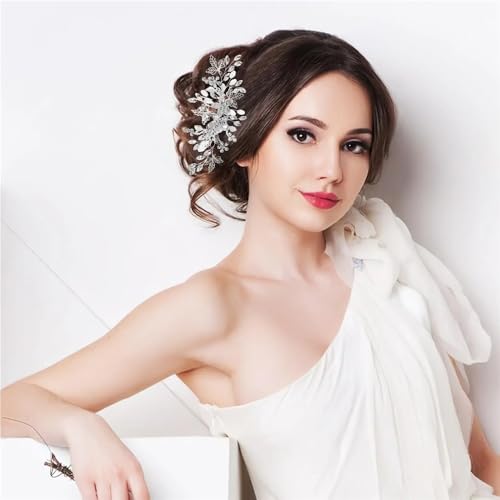 Headband Gold Plated Metal Hair Comb Clips Leaf Pearl Hairpin Rhinestone Headpieces for Women Girl Bride Wedding Hair Jewelry Accessories(03)2