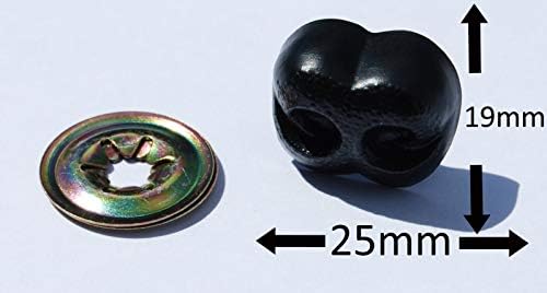 celloexpress Pack of 1 - Black Animal Nose 25mm Metal Backs - Teddy Bear & Soft Toy Making Detailed Nose