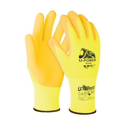 U Power Icon, Guantes de Trabajo Contra Riesgos Mecánicos y Térmicos con Forro de Nylon Spandex, Recubrimiento de Nitrilo. Paquete de 12 pares (talla 10)