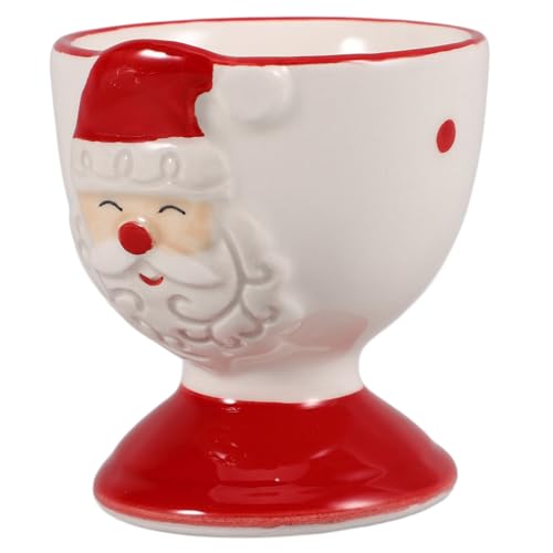 Unomor Christmas Ceramic Egg Holder Santa Claus Shaped Egg Display Stand for Boiled Eggs Cute Egg Cup for Holiday Table Decor and Kitchen Use Present for Christmas Celebration