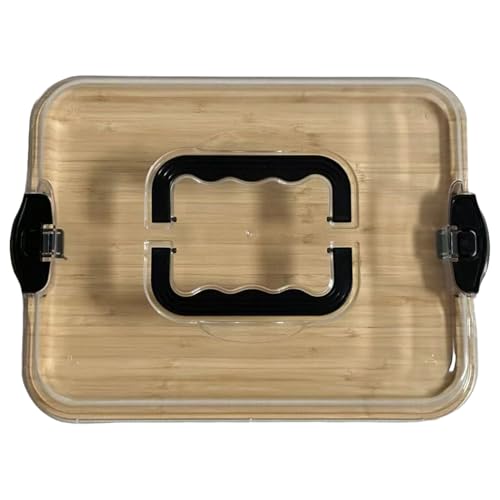 Hintyne Tabla de charcutería con tapa tablas de charcutería portátiles de madera con tapa transparente con cerradura bandeja de servicio cubierta para picnic y camping.