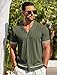 COOFANDY Mens Button Up Short Sleeve Knit Shirt Resort Wear for Men Vintage Old Money Shirt Army Green