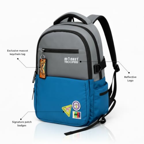 Image of MONKEY TROOPERS Glitch 27L Laptop Backpack Bag for Men & Women Organizer Pockets Bottle Holder Hidden Back Pocket Luggage Strap Padded Back Panel Adjustable Shoulder Straps