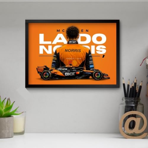 Image of Funk You Store Lando Norris Poster | Framed McLaren F1 Car A4 Sized (31 x 23 cm) | Lando Norris F1 Poster | McLaren Car Posters for Wall, Gift for Boys, Formula 1 Frames | Formula 1 Frame (F 245)