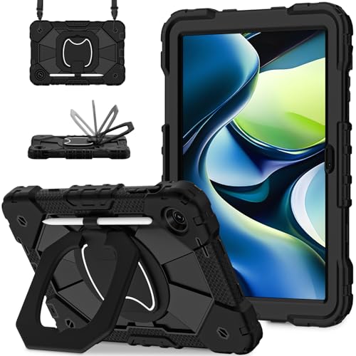 Scnioy for T-Mobile Revvl Tab 2 Case 10.1 Inch 2025 Shockproof Cover for Revvl Tab 2 5G Tablet Case Kids with 360 Rotating Handle Stand Pen Holder Shoulder Strap Black