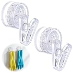 Neyauo 2PCS Dish Glove Clip with Suction Cup, Rotatable Glove Holder Clip, Removable Wall Hooks for Kitchen Bathroom Office for Dish Gloves Documents Towels