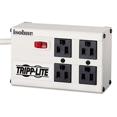 Robust surge, spike and line noise protection. - TRIPPLITE ISOBAR4 Isobar Surge Suppressor, Metal, 4