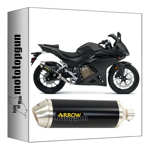 Tubo de escape Arrow Race-Tech negro para Honda CBR 500 R 2016-2018 con fondo de acero Mototopgun