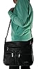 Faux Leather Handbag / Shoulder Bag with 7 Zip Compartments & Double Zip Top (BLACK) #1