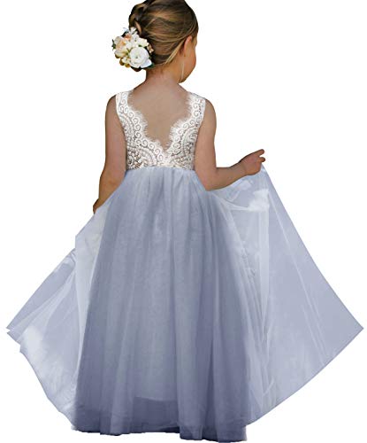 Image of Topmaker Flower Girl Dress for Toddler Baby Girls,Lace Tulle Dress for Wedding,Birthday Party,Photoshoot,Special Occasion