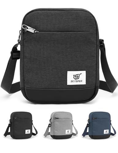 SKYSPER URBANX3 Sacoche Homme Petit - Anti-Pickpocket, Sac Bandoulière Voyage & Sport (noir)