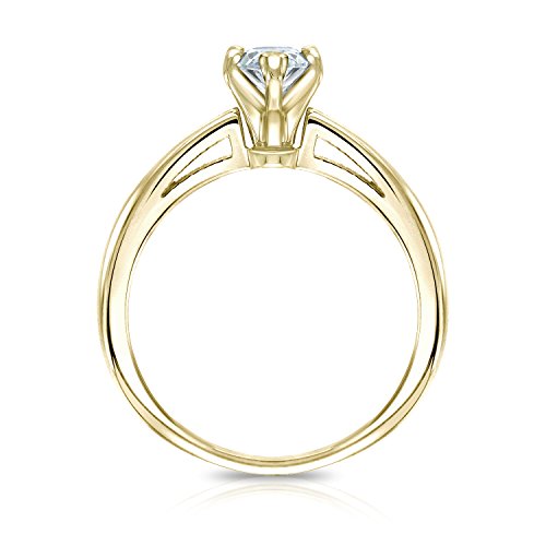 14k Yellow Gold Marquise Diamond Ring V-End Prong (1/4 cttw, H-I Color, I1-I2 Clarity), Size 4-92