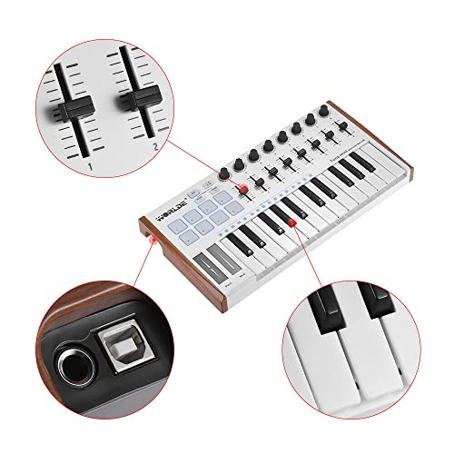 ノーブランド品 MIDI コントローラー MINI ウルトラポータブル 25 キー USB MIDI キーボードコントローラー の商品画像 6