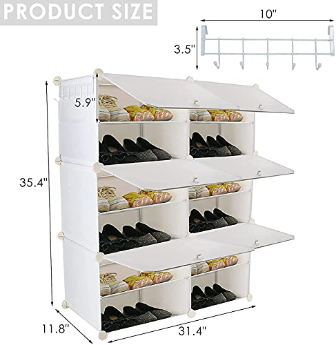 Werkweit Portable Shoe Storage Rack 6-Tier Plastic Cube Storage Tower Shelves For 24 Pairs Of Shoes White Assembled Shoe Cabinet For Entryway, Hallway And Closet For Shoes, Boots, Slippers #TOP3