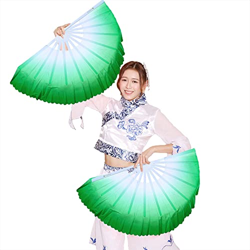 Zooboo 1Pair Plastic Taichi Kungfu Fan Dancing Fans Martial Arts Sports Folding Hand Fan 13Inch (Green) #TOP9