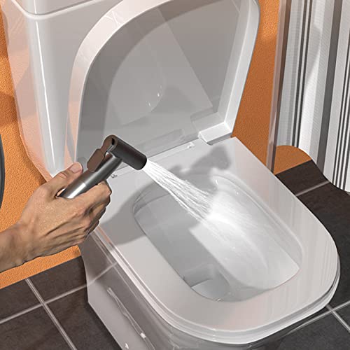 Pommeau de douche combiné gris au design épuré avec robinet assorti