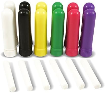 PTO Essential Oil Personal Inhaler for Aromatherapy - Set of 12 with Cotton Wicks to add Your own Oils and Blends