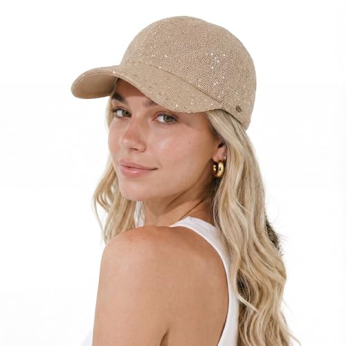 C.C Sequin Baseball Cap Sparkly Glitter Hat for Women Adjustable Back Lightweight Fashion Glitter Cap