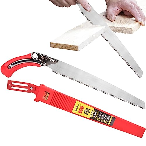 Sierra de mano para cortar árboles, tijeras de podar para uso pesado con mango curvado, herramientas de paisajismo, cortaárboles, carpintería, funda protectora, para diferentes trabajos de corte