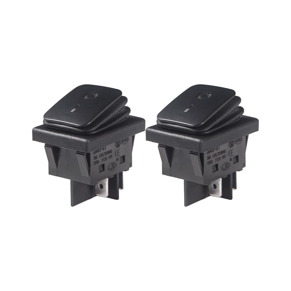 UL Certified 2PCS KCD4 IP65 Waterproof Rocker Switch 30A 4-pin on/Off Button Switch, Vehicle and Vessel Button Switch, All Black and White Light DC36V (DC36V)