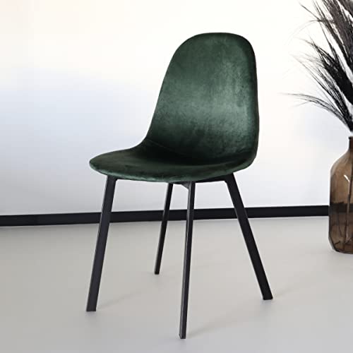 Lizzely Garden & Living Chaise de Salle à Manger Simply Velours Vert foncé