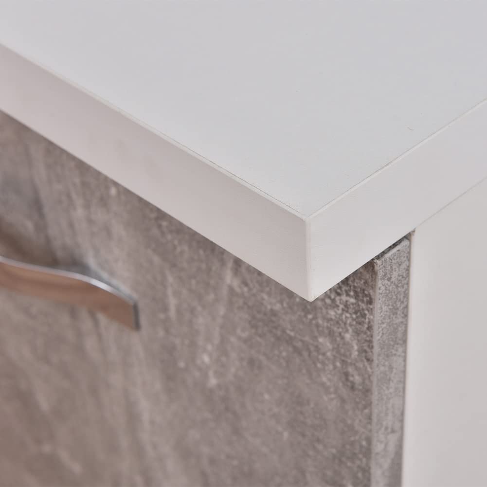 Shally Dogan Mobile Base per Cucina con Anta Singola e Due Scomparti, Mobiletto con Struttura in Legno Robusta e Resistente, Colore Grigio Cemento, Mobile Componibile Dimensioni 40 x 50 x 85H cm