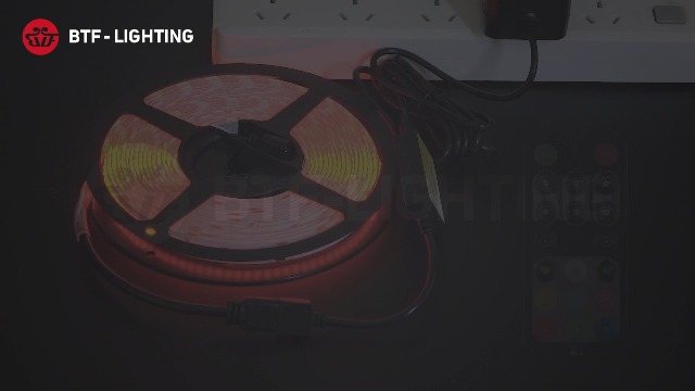 Image of BTF-LIGHTING FCOB COB RGBW 4000K LED Strip Kit,UL Listed Flexible High Density DC12V 16.4FT 12mm Width 3M Tape RF Remote Controller Color Changing for Bedroom Kitchen Home Indoor Decoration