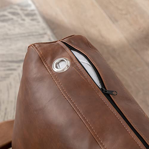 Chairus Leather Accent Chair Mid Century Modern Armchair Compfy Upholstered Lounge Arm Chair For Living Room Fireplace/Bedroom/Reception/Dorms, Pu Brown #TOP6