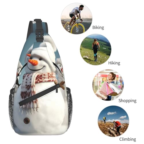 Happy Snowman Mochila Pecho Cruzada Negra miniatura 6
