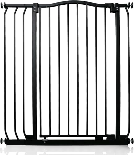 Safetots Cancelletto di Sicurezza Extra Alto con Parte Superiore Incurvata, 80cm - 89cm, Nero Opaco, Extra Alto con 100cm di Altezza, Montaggio a Pressione per Scale, Barriera di Sicurezza