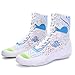 B LUCK SHOE Men's Boxing Shoes High Top – Lightweight & Breathable Training Shoes for Boxing, Kickboxing, MMA, Gym & Combat Sports LS198 White