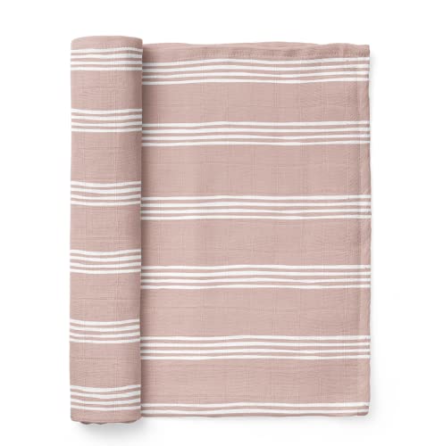 Image of Mini Wander Swaddles for Newborns Muslin Swaddle Blankets - Breathable Soft Receiving Blanket Baby Essentials | 47 x 47 Cotton - (Stripe (Smoke Rose)