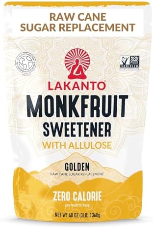 Lakanto Golden Monk Fruit Sweetener with Allulose, Raw Cane, 3 Lb