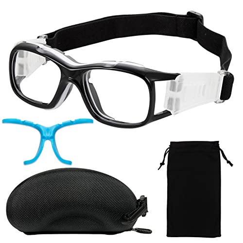 SAWUTPV Gafas de Fútbol Baloncesto de Deportivas al Aire Libre para Hombre Mujer con Tamaño Ajustable, (negro)