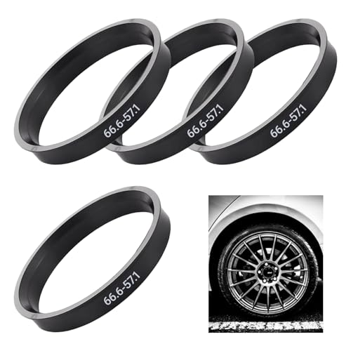 4 Piezas Anillos Centradores 66,6 a 57,1 mm, Anillos de Centrado de Plástico para Llantas de Coche, Universal Coche Aros Centrados, Compatibles con VW, Mercedes Benz, Audi, Reducción de Vibraciones