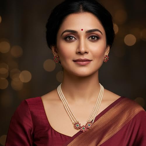 Image of Touchstone Indian Colorful Delicate Desire Traditional Exclusive Designer Jewellery Pendant Sets for Women