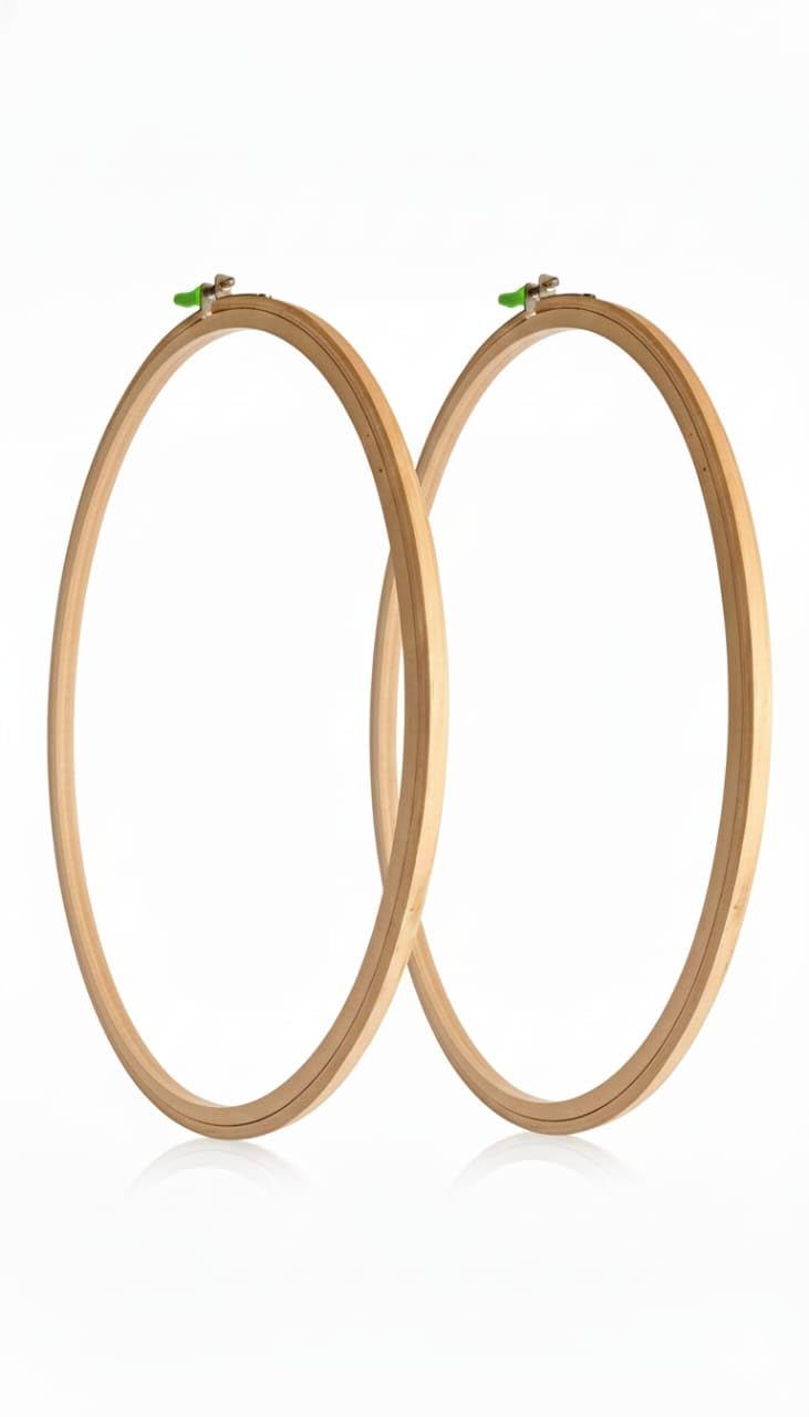i5Mart 18 Inch Wooden Aari Work Frame (Round) – Premium 3-Ply Maggam & Zardosi Embroidery Hoop – Adjustable Plastic Tension Screw – Perfect for Blouse Necklines, Bridal Projects, Hand Embroidery & Craft. (Value Duo Pack (18 Inch x 2))-image-49