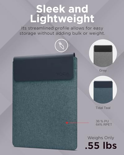 Image of Lenovo Slim Laptop Sleeve 14 Inch Notebook /Tablet - Compatible with MacBook Air /Pro - Eco-Friendly Lightweight Case with Accessory Pocket & Magnetic Closure - Teal