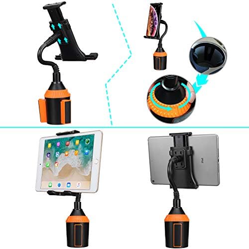 MIAODAM 360° Swivel Cup Holder Phone Mount Universal Adjustable Cup Holder Car Mount for Cell Phone iPhone 11/XR/XS/12/13 from 4.7'' to 10.5''