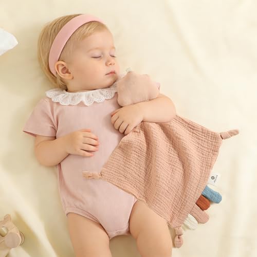 Image of insular Muslin Baby Lovey Security Blanket Soothing Towel (Green Cloud&Khaki Cloud)