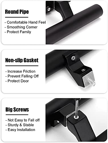 Poignée de porte double face noire push-pull en acier inox