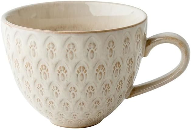 Relief Pattern Handle Ceramic Cup Dining Room Household Breakfast Oats Milk Coffee Cups