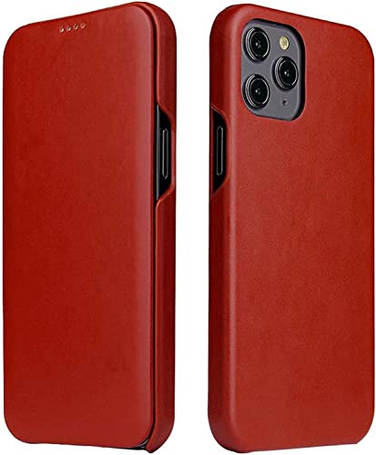 Étui cuir iPhone 14 Pro à rabat marron housse fine 6,1 pouces protection globale
