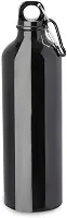 Garrafa de Água em Alumínio 750ml, Tampa Rosqueável com Mosquetão, Design Moderno, Multicolorido, para Água, 23cm x 6cm (Preto)