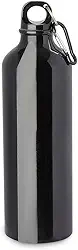 Garrafa de Água em Alumínio 750ml, Tampa Rosqueável com Mosquetão, Design Moderno, Multicolorido, para Água, 23cm x 6cm (Preto)