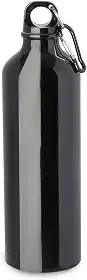 Garrafa de Água em Alumínio 750ml, Tampa Rosqueável com Mosquetão, Design Moderno, Multicolorido, para Água, 23cm x 6cm (Preto)